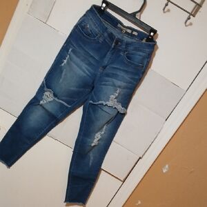 YMI Blue Distressed Cropped Jeans